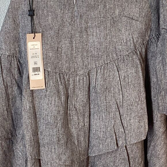 BCBGeneration Tiered Linen Blend Mini Skirt Black White XL NWT - Picture 7 of 9